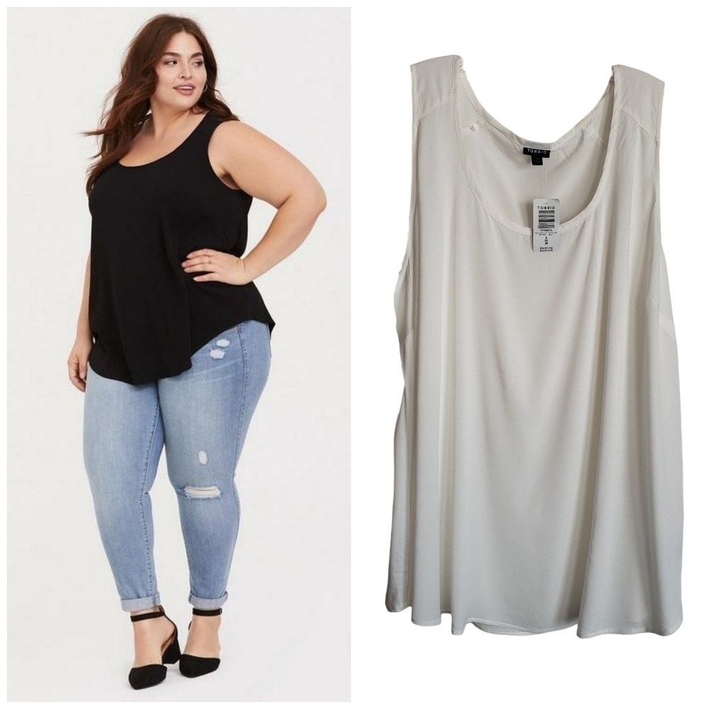 🍁NWT Torrid Challis Essential Tank, White, Size 5X